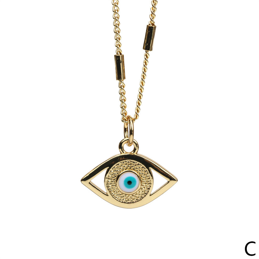 Wholesale Enamel Devil Eye Exaggerate Trendy Collarbone Gold Plated Necklaces
